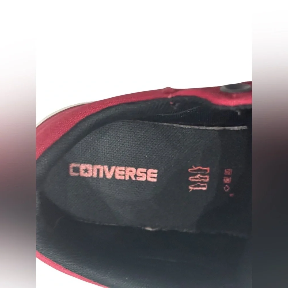 Kid’s Red Converse Leather Low Top Slip-On Sneakers: Size 5